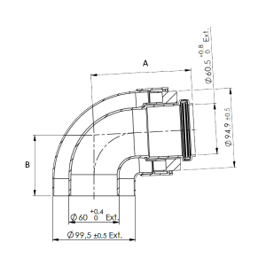 Flue 60/100mm Horizontal flue kit - Reduced height