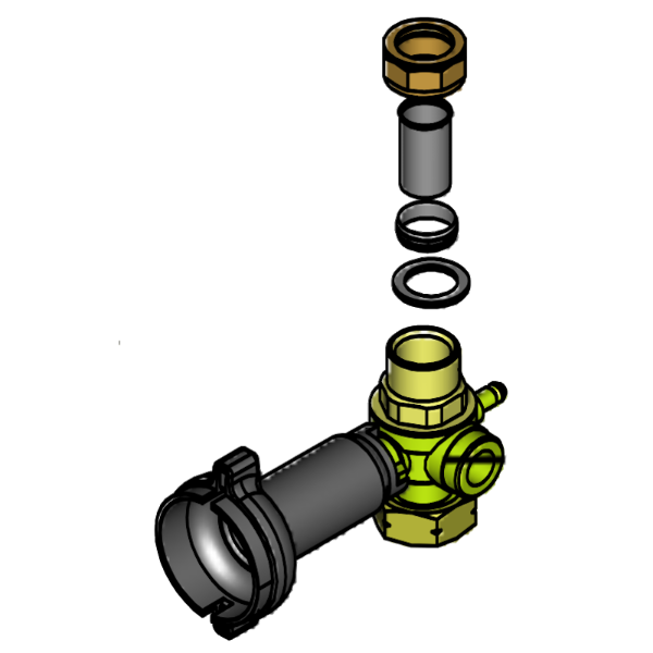 Ball valve DN15 return w. MAG connection